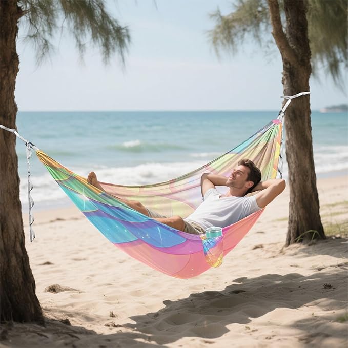 Rainbow Dragon Scales Glittering 330lb Capacity Camping Hammocks Portable Hammock for Outside Beach Patio Garden hamaca para acampar