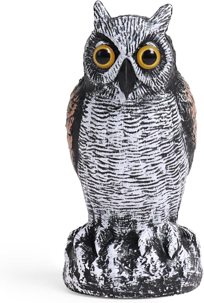 OFFO Fake Owl, Owl Statue for Garden and Yard Decoration, Weatherproof Plastic Outdoor Owl Decor for Porch Pool Patio Yard, 10-Inch Height, Short Ear Owl