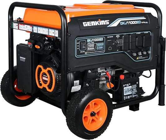 Genkins 11000 Watt Dual Fuel Portable Generator Home Back Up, Emergercy, RV & Camping Electric Start Gas or Propane