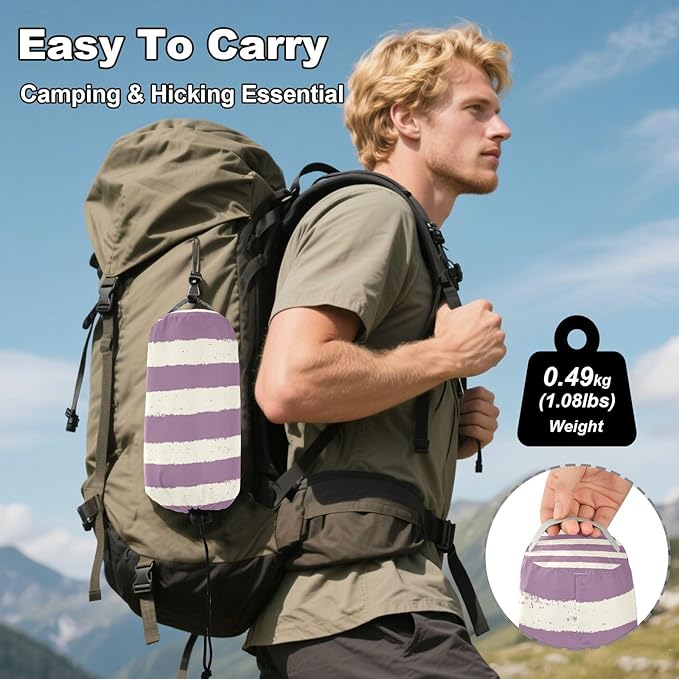 White-Purple Horizontal Stripes 330lb Capacity Camping Hammocks with Tree Straps Cloth Hammock for Indoor Outdoor Patio soporte para hamacas para adultos