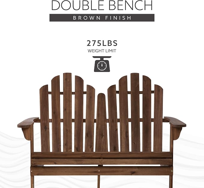 Linon Jayde Adirondack Double Bench, Teak