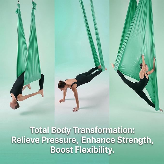 RiToEasysports Aerial Hammock Kit, Polyester Fabric for Yoga and Fitness, 400x280cm Home Workout Equipment for Beginners