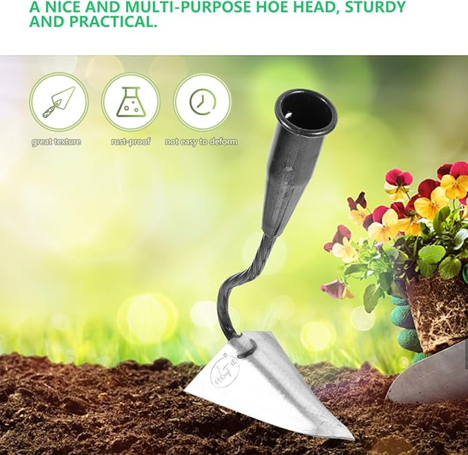 DOITOOL Triangle Hoe Garden Tool, Iron Triangle Hoe Head Only for Weeding and Digging, Pointed Garden Tool for Loosening Soil Trenching Handheld Head for Vegetable Beds Flower Planting