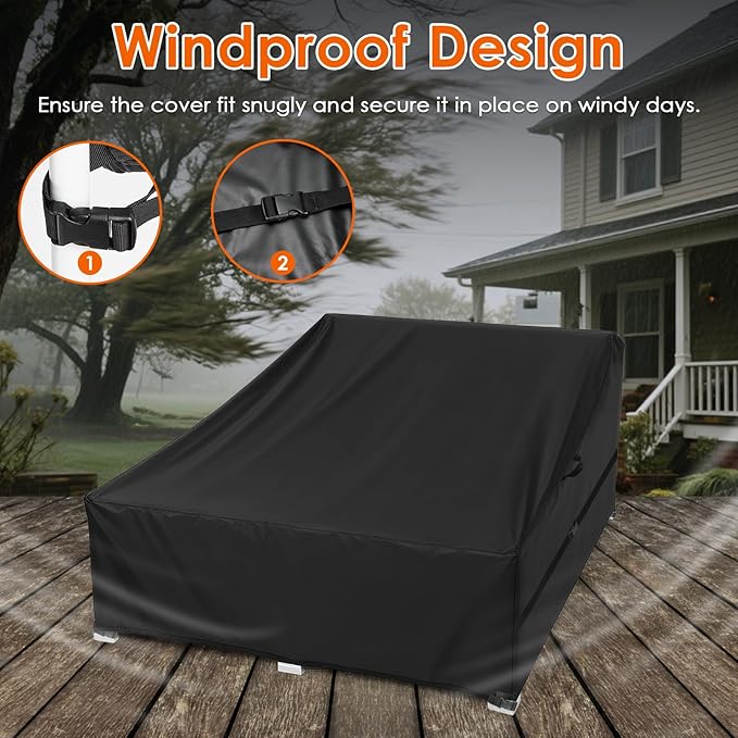 Outdoor Patio Rattan Daybed Cover, Waterproof Paito Sunbed Cover, Outdoor Lounge Bed for Winter - 63 x 53 x 28 Inch