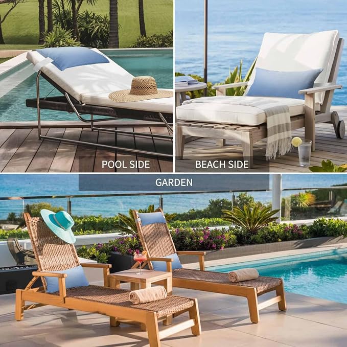 Light Blue Ombre Outdoor Lumbar Pillows 11x16 Set of 2, Modern Rustic Aqua Gradient Waterproof Throw Pillow Covers with Insert, Decorative Pillowcase Cushion for Couch Sofa Bed
