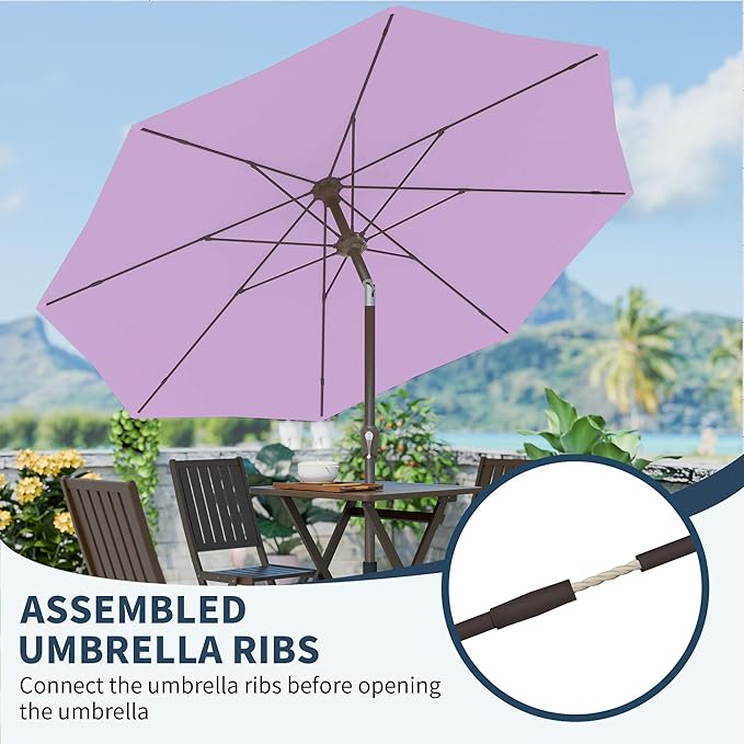 PatioKingdom 11FT Patio Umbrella,Outdoor Umbrella with Push Button Tilt and Crank,Market Table Umbrella with 8 Sturdy Fiberglass Ribs UV Protection