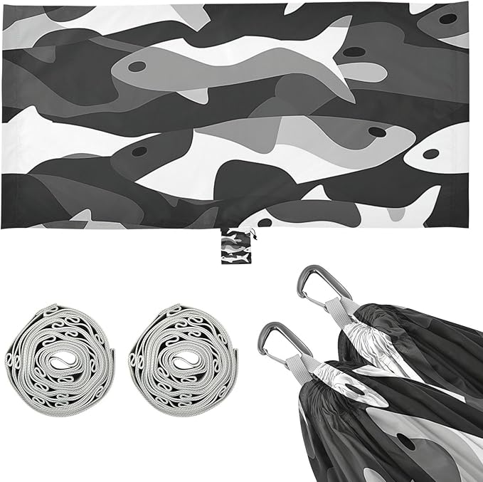 Black and White Military Salmon 330lb Capacity Hammocks with Hanging Rope Indoor Hammock for Patio Backyard Lounge Base hamacas para Deck