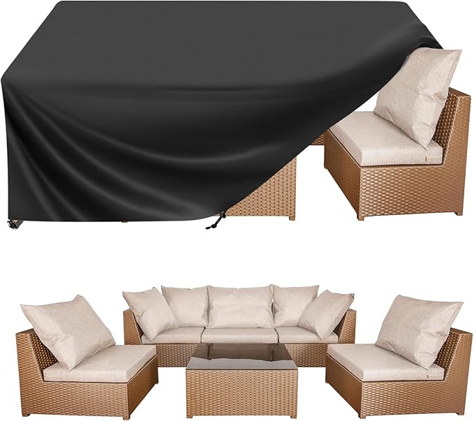 BALEINE Patio Furniture Covers, Outdoor Furniture Covers Waterproof, Heavy Duty Oxford Patio Table Cover for Outdoor Table, Chair, Sofa, Desk (Black 102"L×74"W×28"H)