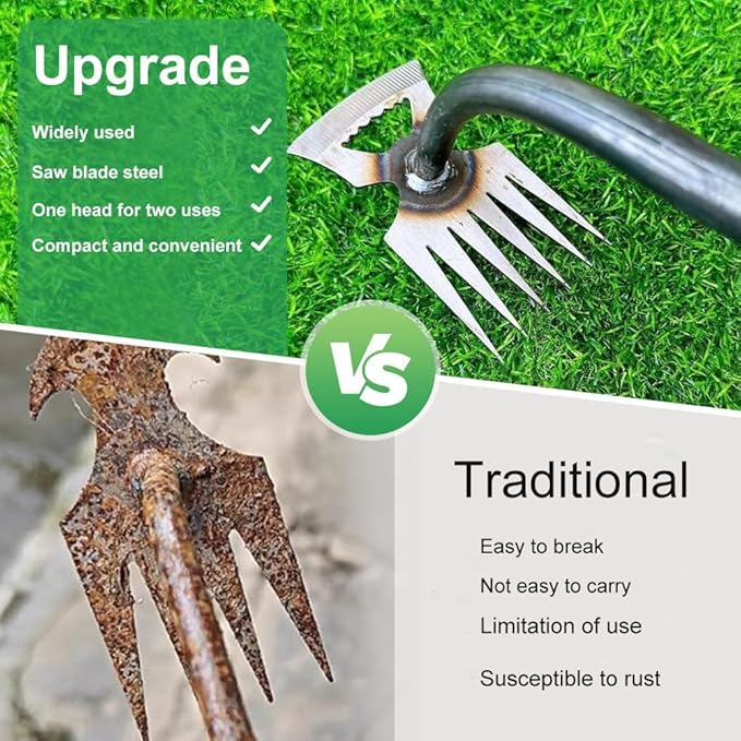 Weed Puller Gardening Hand Weeder Tools,Portable Artifact Uprooting Weeding 6 Teethes Manganese Steel Weed Removal Dual Purpose Manual Hand Pulling Tool for Lawn Garden (Orange)