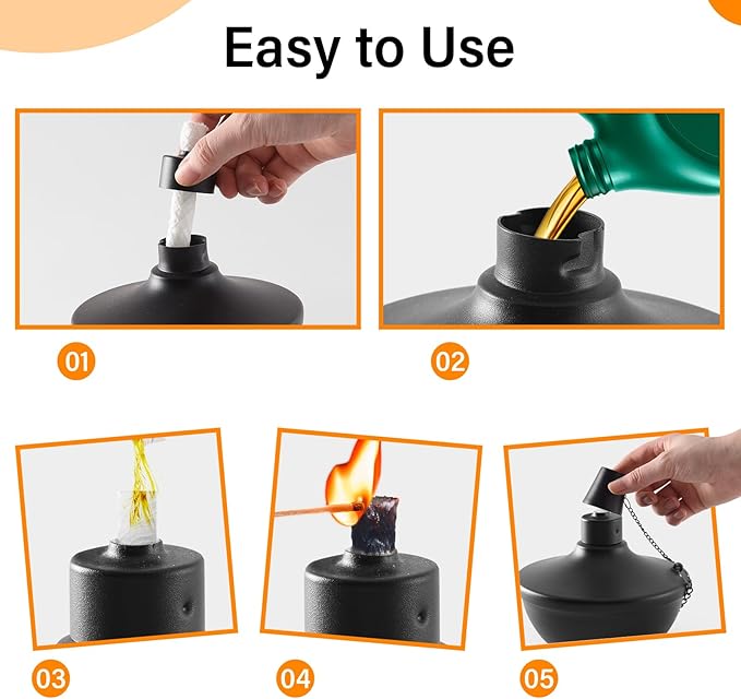 SNOGSWOG 6 Pack Metal Table Top Torches, 22oz Citronella Torches for Outside, Refillable Flame Light Torch, Decorative Tabletop Lantern for Yard, Patio, Deck, Garden, Party, Landscape
