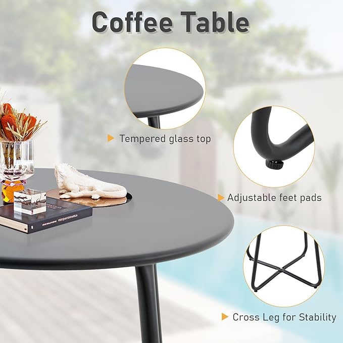 3-Piece Outdoor Wicker Patio Bistro Set, All-Weather Rattan Conversation Set, Patio Furniture Set with with Table & Cushions for Deck, Balcony, Poolside, Porch and Yard, Beige