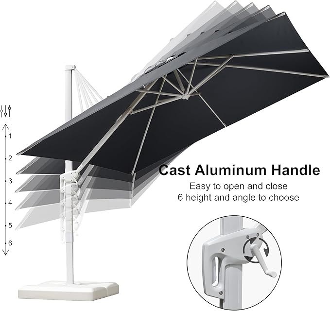 PURPLE LEAF 9' × 11.5' Patio Umbrella White Cantilever Umbrella Aluminum Square Outdoor Offset Umbrella Hanging Windproof with 360° Rotation for Garden Deck Pool, Grey
