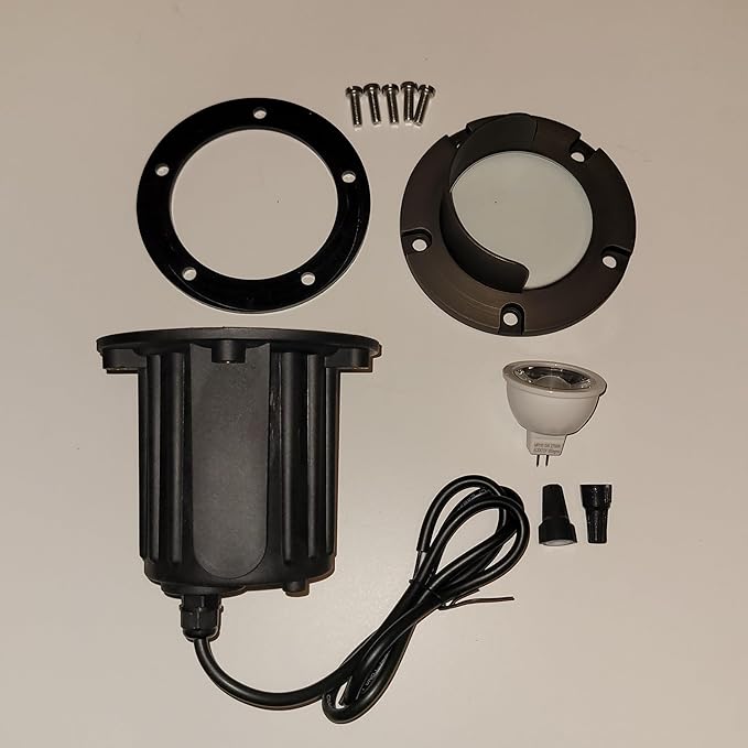 Ironsmith Lighting In-Ground Well Light Fixture & Kits – Solid Brass Cover, Bronze Housing, LED or Halogen Compatible, Low Voltage 12V (Housing and Hood Cover Kit | with 5W LED)