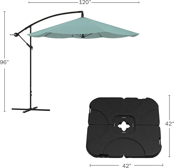 10 Ft Offset Cantilever Patio Umbrella - Fade-Resistant Shade Umbrella Outdoor Patio Canopy with Cross Base for Garden, Lawn, Deck, Yard or Pool by Pure Garden