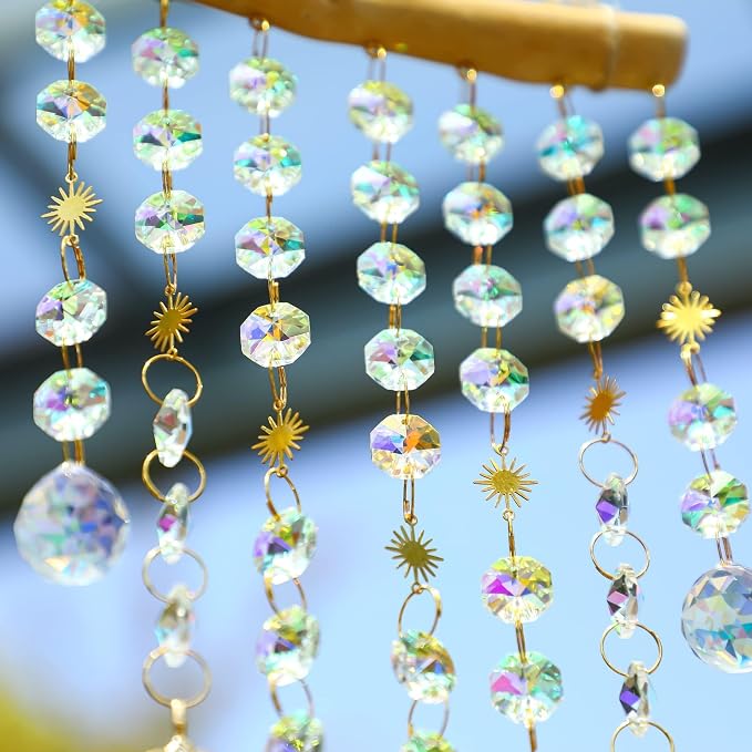 13inch Crystal Leaf Suncatcher for Window Hanging Rainbow Maker Sun Catcher | Glass Wind Chimes Styles Crystal Prisms Sun Catcher Indoor Window Home Garden Decoration Gift For Mom Women