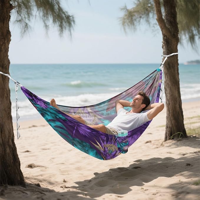 Tropical Floral Camping Hammocks Fabric Hammock for Outside Patio Backyard Poolside
