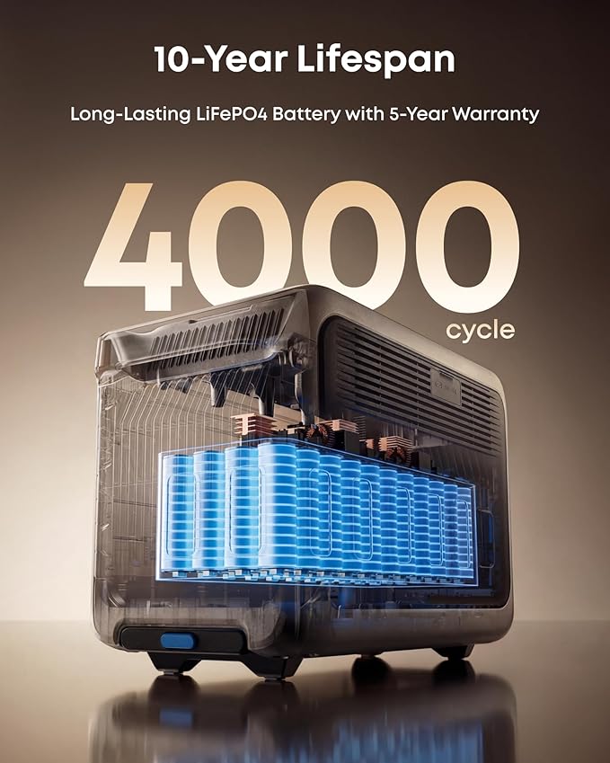 Anker SOLIX F3000 Portable Power Station, 3,072Wh, 6,000W Recharging, Solar Generators for Home Use, Expandable to 24kWh, Works with Generator, For Power Outages, Camping, RVs, Emergencies
