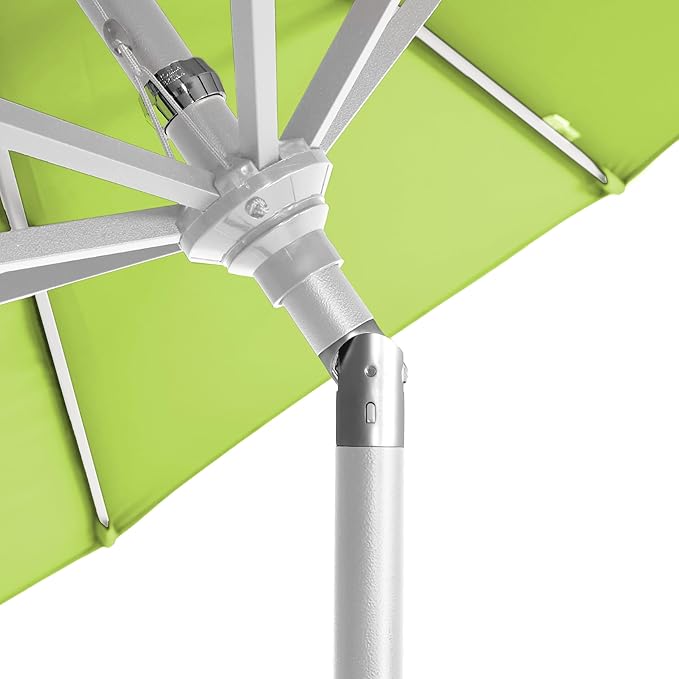 California Umbrella 12-Year-Non-Fading, 9Ft Premium Sunbrella Patio Umbrella, Hand-Crank, Button-Tilt, White Frame, Macaw Fabric