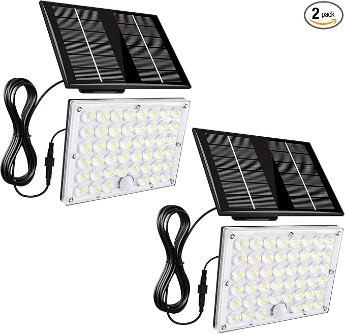 Aialun 184 LED Solar Outdoor Flood Lights,Motion Sensor Solar Powered Flood Lights 1500mAh Battery,IP65 Waterproof 3 Modes Dusk to Dawn Outside Security Lights for Porch,Yard,Garage, 2Pack