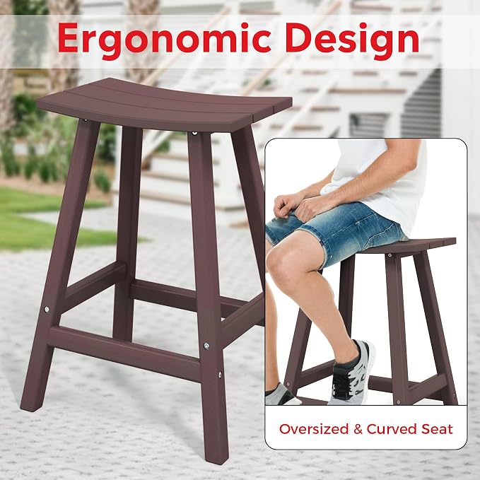 Costaelm Outdoor Bar Table, 37" Counter Height Round Patio Cocktail Bar Table, Patio Bar Table 3-Pieces Set Bistro Dining Table Pub Table for Deck, Backyard, Garden, Dark Brown