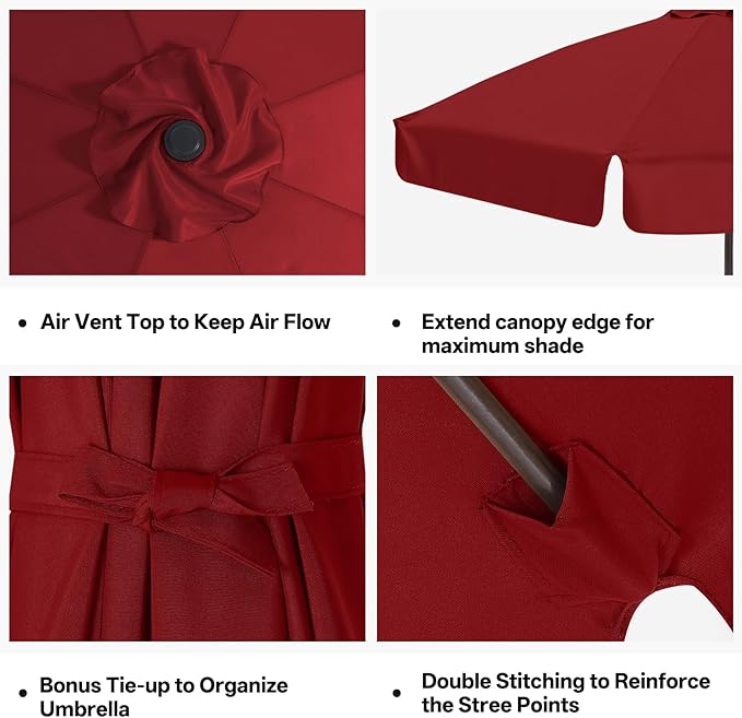 MASTERCANOPY Valance Patio Umbrella 9 ft Replacement Canopy for 8 Ribs-Burgundy Canopy Only