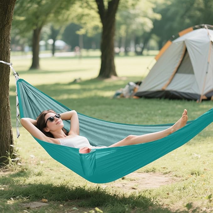 Blue-Green Solid Color Pure Plain 330lb Capacity Outdoor Hammocks with Hanging Rope Indoor Hammock for Outside Patio Garden hamacas para Deck
