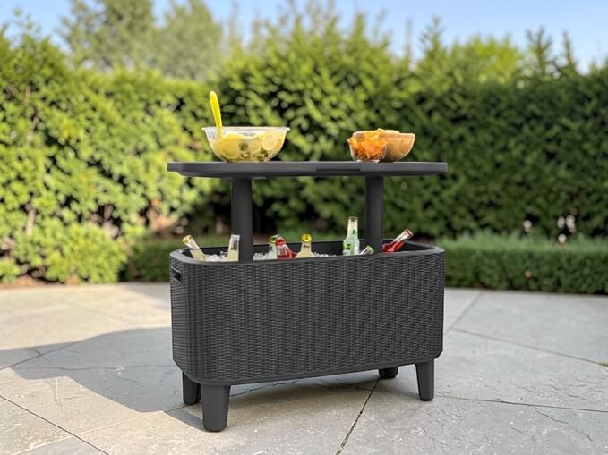 Bevy Bar 2-in-1 Pop-Up Table and Cooler, Outdoor Patio Bar with Built-in Ice Chest (Gray)