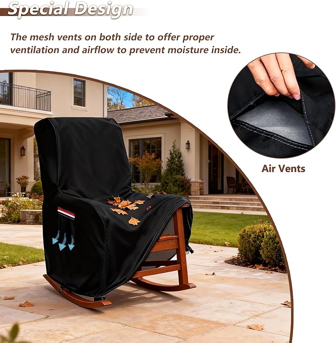 Outdoor Recliner Chair Cover,600D Heavy Duty Waterproof Patio Reclining Lounge Chair Cover,Outdoor Furniture Covers for Lawn/Garden Recliner Chiar,Black