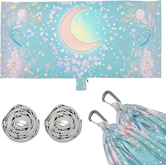Blue-Pink Tarot Astrology 330lb Capacity Camping Hammocks with Tree Straps Hanging Hammock for Indoor Outdoor Patio Base para hamacas