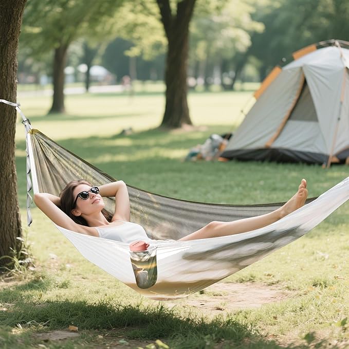 Hammocks for Outside Cute Highland Cow Camping Hammock Portable Hammocks with Tree Straps and Carry Bag Camping Accessories for Hiking Beach Outdoor