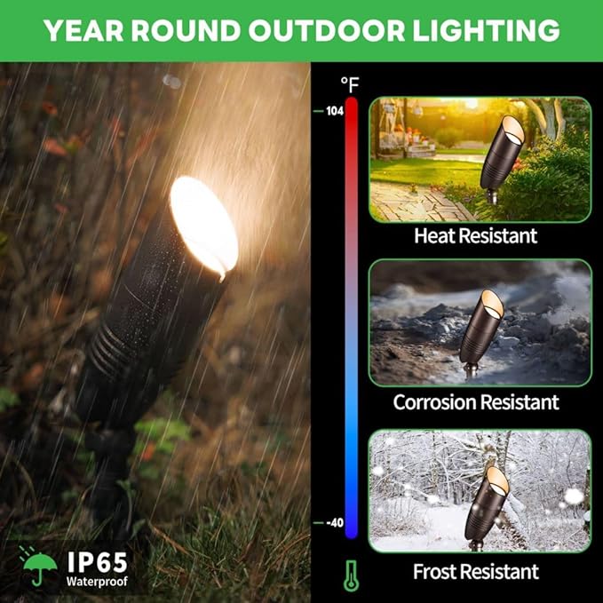 Outdoor LED Spotlights, Waterproof Aluminum 3CCT Color Temperature Changing Landscape Lights, Perfect for Illuminating Trees Gardens Patios, Adding Charm to Your Outdoor Spaces 12 Pack