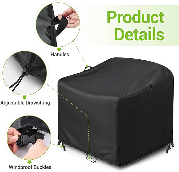 Kasla Patio Chair Cover, Waterproof Heavy Duty Cover for Outdoor Wicker Egg Basket Chair & Lounge Rattan Chair & Swivel Lounge Chair (Black, 38"L×39"W×40"H)
