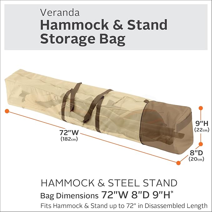 Classic Accessories Veranda Water-Resistant 72 Inch Oversized Patio Hammock and Steel Stand Storage Bag (Pack of 5)