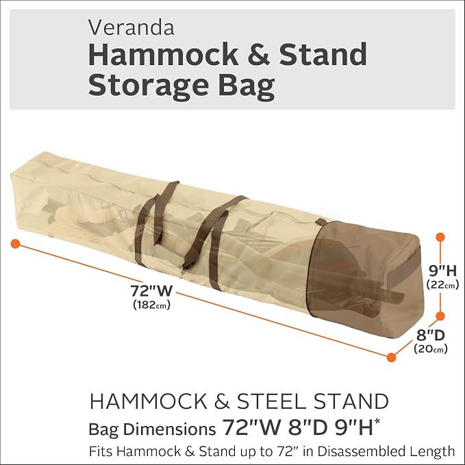 Classic Accessories Veranda Water-Resistant 72 Inch Oversized Patio Hammock and Steel Stand Storage Bag