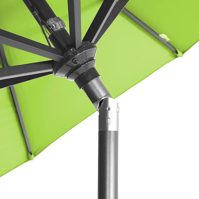 California Umbrella 12-Year-Non-Fading, 9Ft Premium Sunbrella Patio Umbrella, Hand-Crank, Button-Tilt, Gray Frame, Macaw Fabric