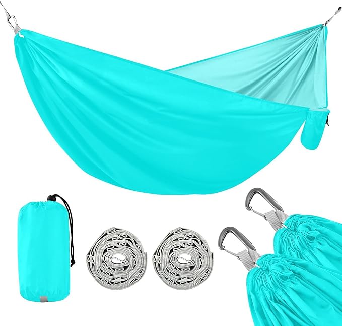 Bright Blue Solid Color 330lb Capacity Camping Hammock with Hanging Rope Portable Hammock for Outside Patio Backyard Poolside hamacas para adultos con soporte