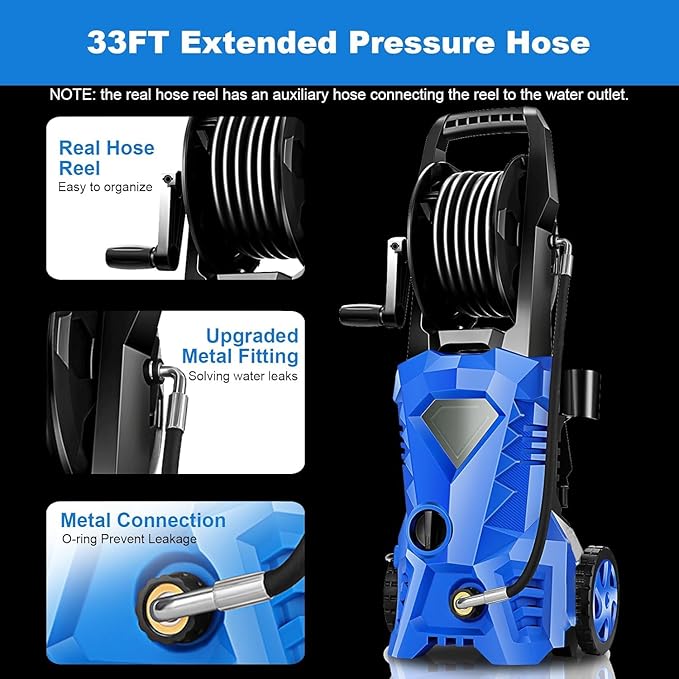 Electric Pressure Washer 5000 PSI 4.0 GPM High Power Washer with 4 Pressure Nozzle and Foam Cannon, powerwashers for Home, Car Washing, Fence Cleaning, Patio, Blue