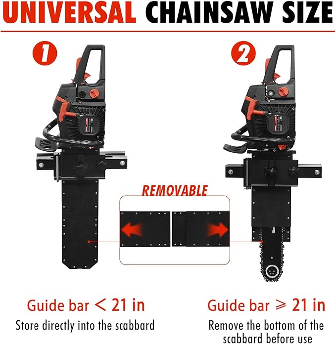 Universal Tractor Chainsaw Holder with Saw Scabbard, Heavy-duty Steel Chainsaw Mount, Fits All Chainsaw Sizes, No-Drill Farm Equipment Carrier for Tractor Loader Arm, UTV, ATV, Agricultural Machinery
