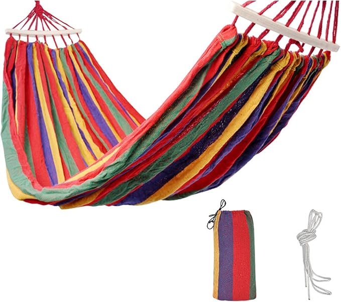 Portable Hammock Double Hammocks for Camping Travel Beach Outdoor, Camping Accessories Single Double Hammock for Outdoor/Indoor,Red,Double