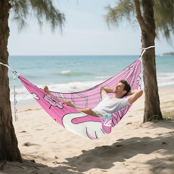 Elegant Animal Flamingo Peach 330lb Capacity Outdoor Hammock with Portabl Carry Bag Fabric Hammock for Outside Patio Garden Silla hamacas para adultos
