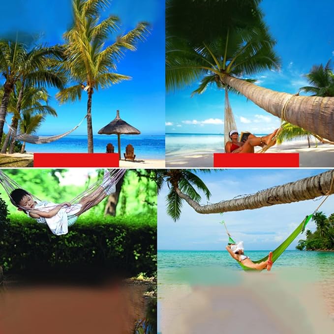 Gatuida 2pcs Nylon Rope Mesh Hammocks Outdoor Camping Sleeping Swing Beds Foldable Travel Hammock with Blue and Army Green for Backyard Patio Random Color