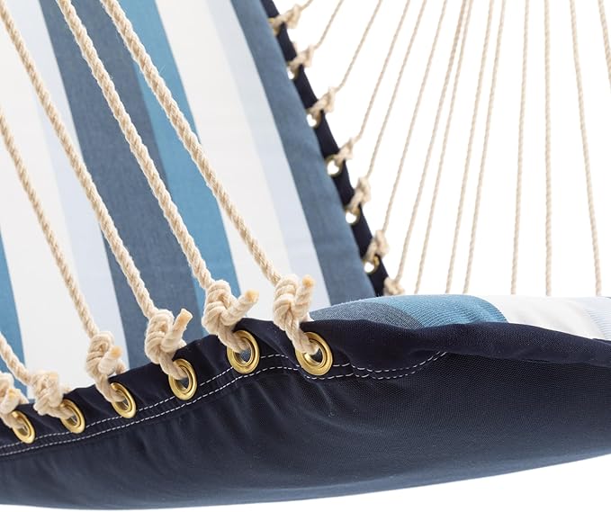 Original Pawleys Island Sunbrella Cushioned Single Swing – Gateway Coast, Oak Spreader Bar, 350 lb Capacity, 24 in. x 24 in., Handcrafted in The USA