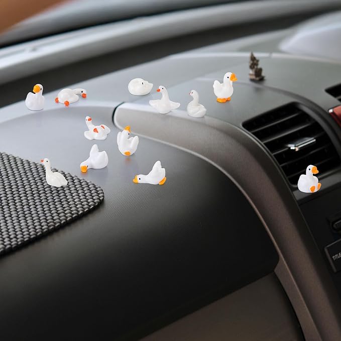 48Pcs Mini Resin Gooses Figurines 12 Styles Small Resin Geese | Garden Goose Accessories for Party Favors Bag Fillers Dollhouse Decor
