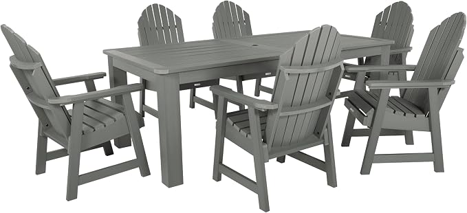 Highwood Hamilton Adirondack 7pc Dining Set, 84" x 42", Dining Height, Coastal Teak