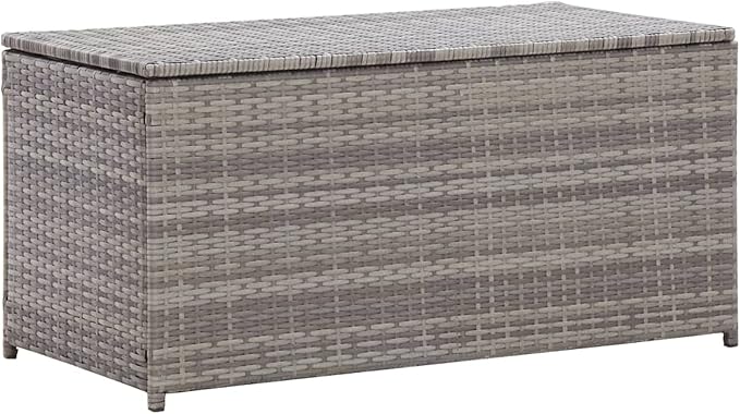 Festnight Patio Storage Box Deck Box for Patio Furniture, Outdoor Cushions, Garden Tools and Pool Toys Poly Rattan 39.4"x19.7"x19.7" Gray