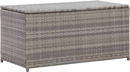 Festnight Patio Storage Box Deck Box for Patio Furniture, Outdoor Cushions, Garden Tools and Pool Toys Poly Rattan 39.4"x19.7"x19.7" Gray