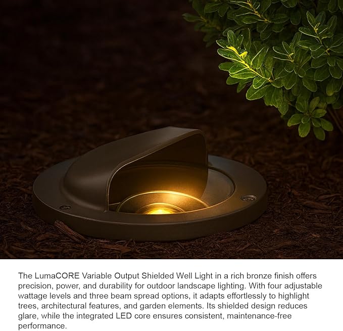 Hinkley Landscape Lighting Shielded Well Light – Highlights Important Landscape Features and Surfaces and Increases Home Security, Bronze Finish with Shield Cover to Protect Light, 15708BZ