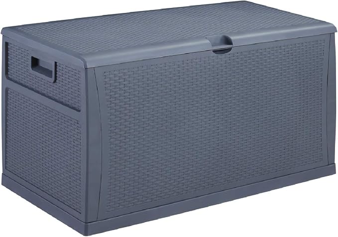 Leisurelife Waterproof Storage Deck Box Outdoor, 120-Gallon, Plastic, Grey