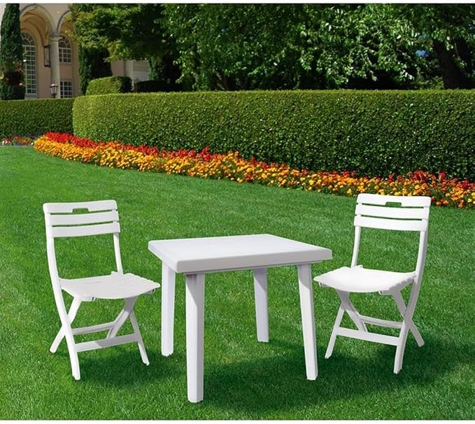 Compamia Cuadra 31" Square Resin Patio Dining Table in White, Commercial Grade