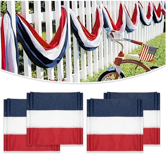 4Pack American Bunting Flag 2 x 20Ft Red, White & Blue Stripe Banner USA Patriotic Bunting Flags 4th of July Decoration for Outside Porch